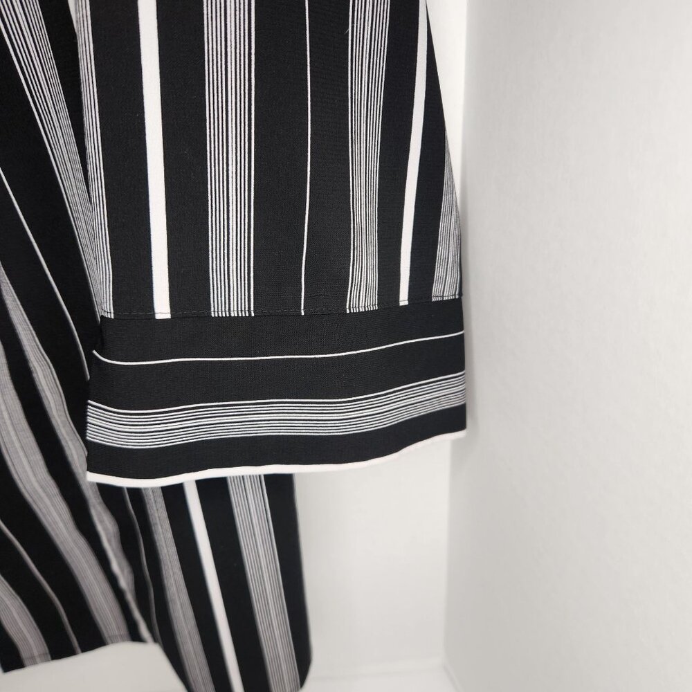 3/4 Length Sleeves Button Front Blouse Black White Stripe Woman's Size 1X - Picture 6 of 6